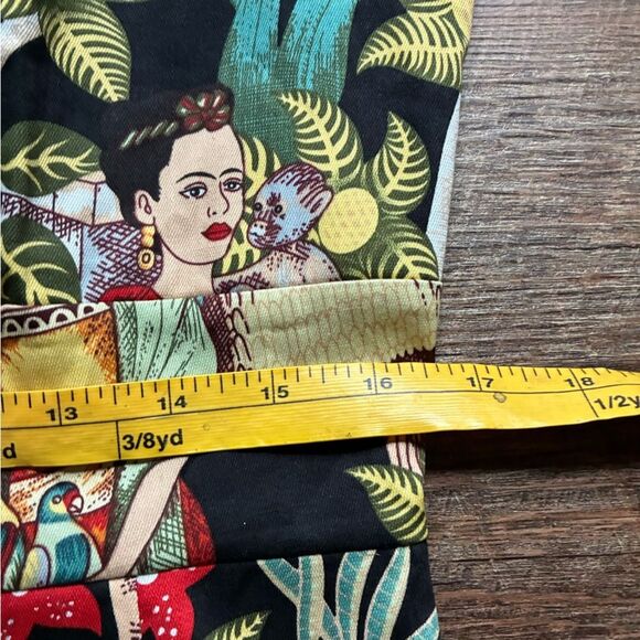 GRACE KARIN tropical Frida Kahlo dress Cap-Sleeve Sweetheart Sheath Sz L artsy - Picture 14 of 16